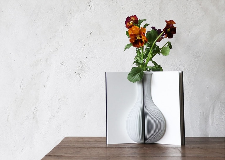 Floral Book Vase Reveals Elegant Silhouettes When Opened