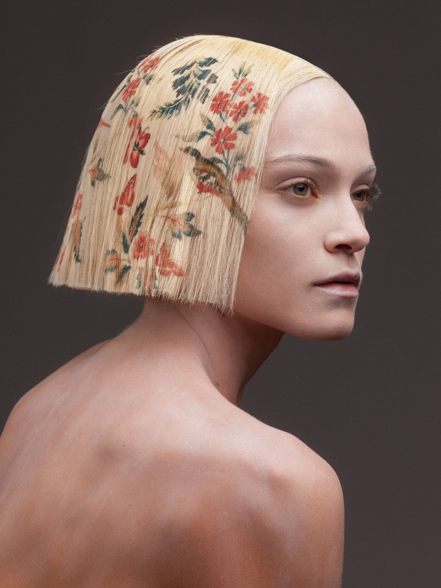 Digitally Printed Flower Hairstyles by Alexis Ferrer