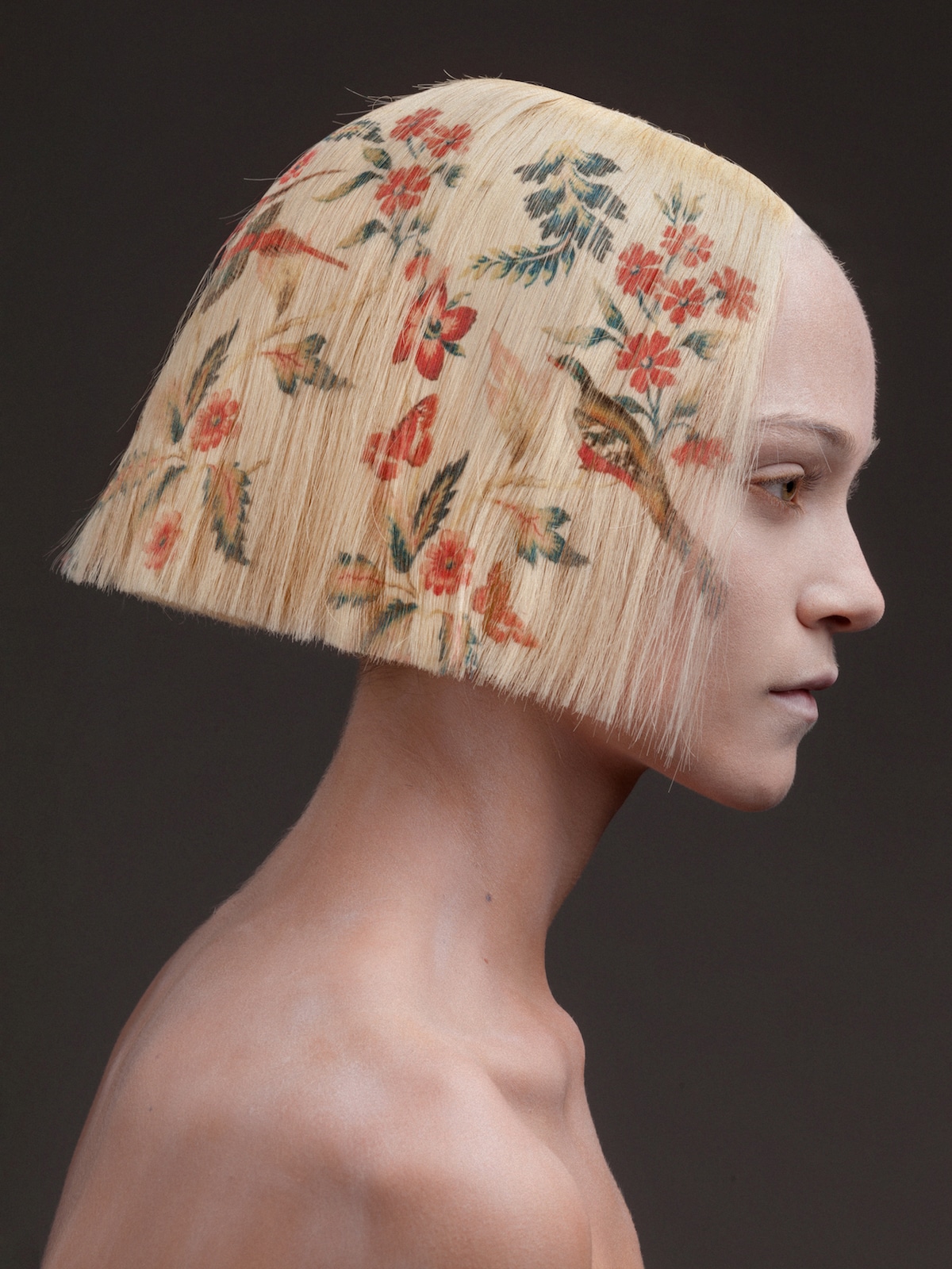 Digitally Printed Flower Hairstyles by Alexis Ferrer