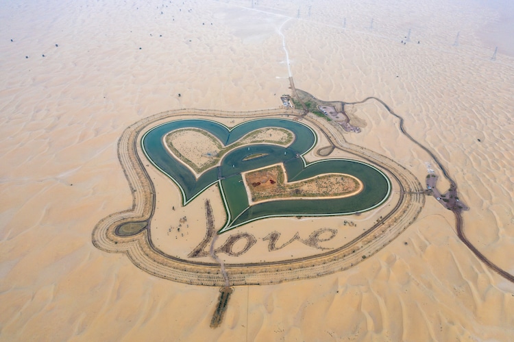 Swim in the Middle of the Desert in Dubai’s Heart-Shaped Love Lake