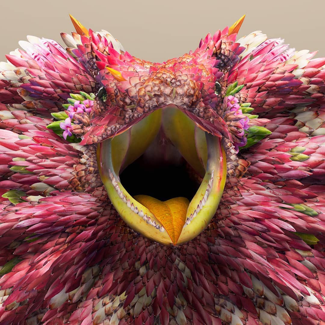 Digital Artist Creates Portraits of Animals from Flower Petals and Leaves