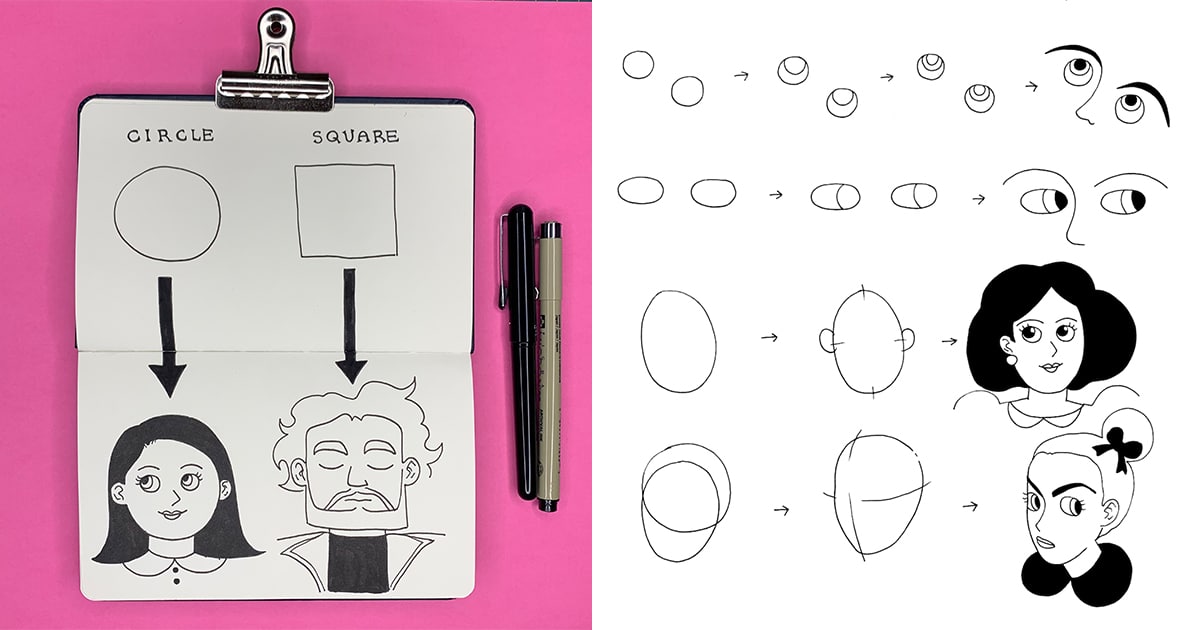 how to draw cartoon faces of people