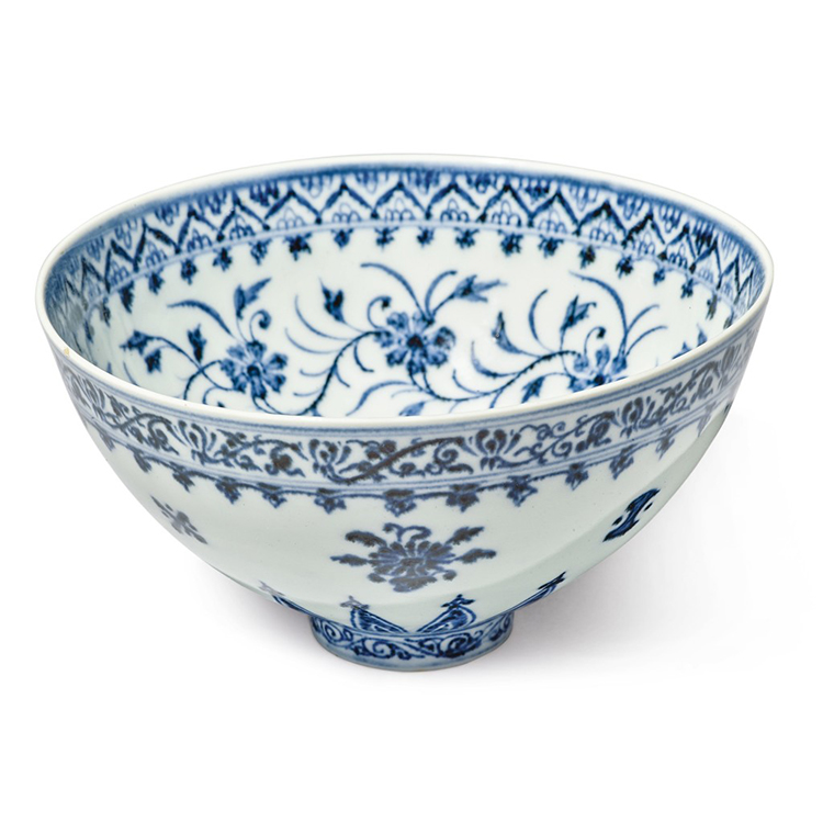 Ming Dynasty Yongle Period Blue and White Floral Porcelain Bowl