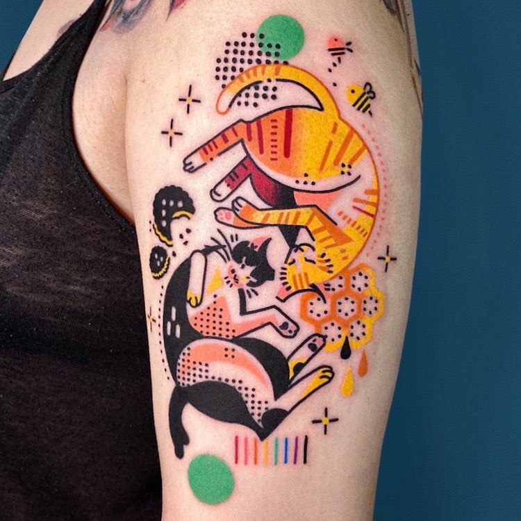 Abstract Animal Tattoos Look Like Characters From Comic Books