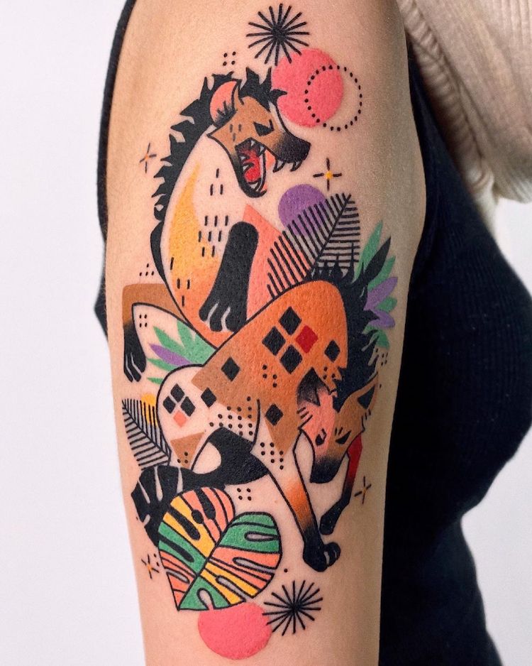 Tatuajes coloridos de animales por Hen