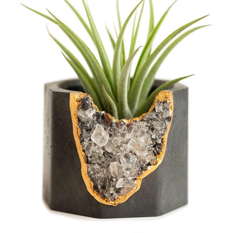 Geode and Concrete Planters And Modern Candle Holders
