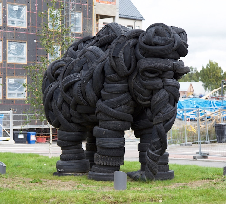 Elephant Sculpture Made From Recycled Tires