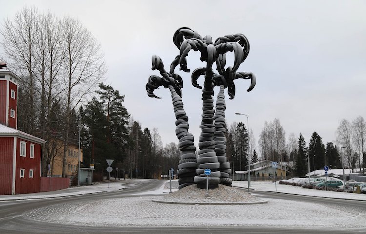 Palm Tree Sculpture Made From Recycled Tires