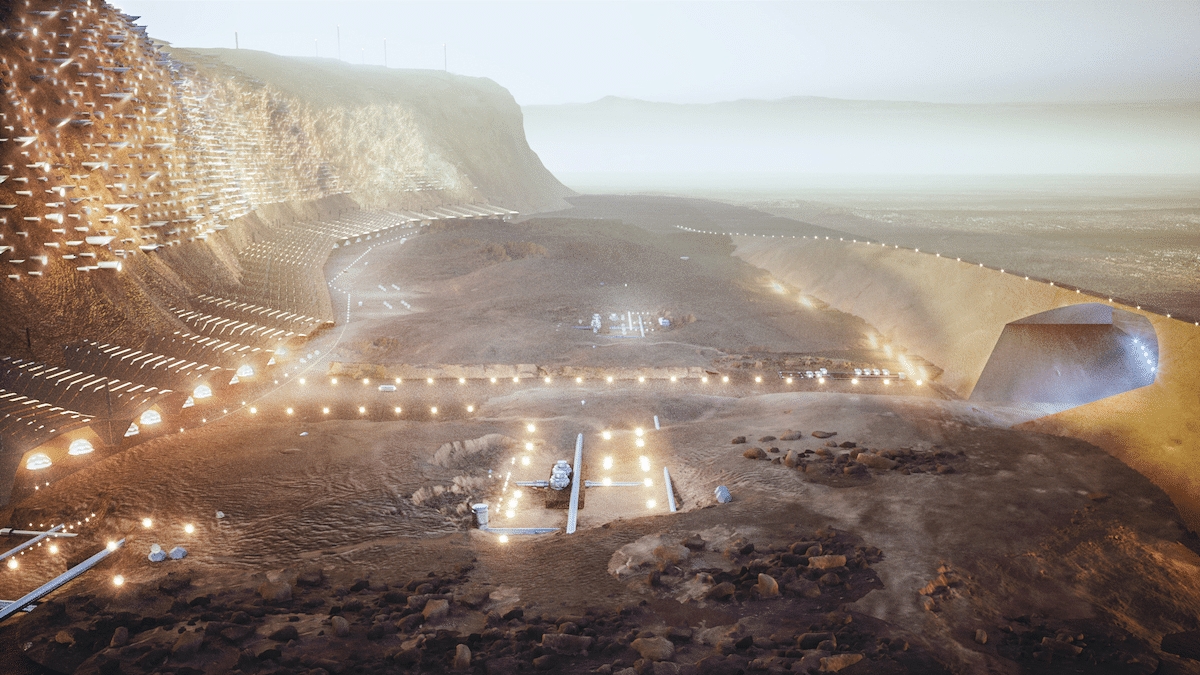 Aerial of Nuwa, a Mars City for One Million People by ABIBOO Studios