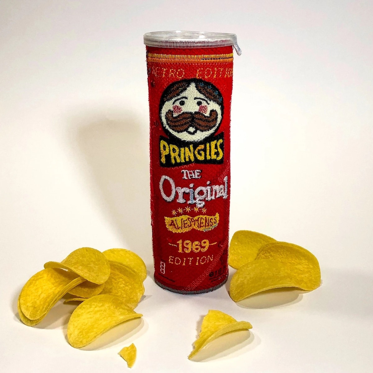 Felt and Embroidery Pringles Can
