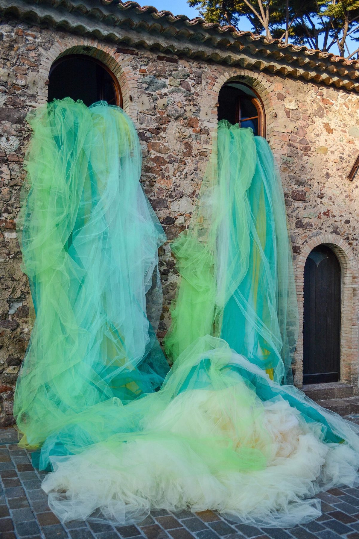 Tulle Fabric Installations by Ana Maria Hernando