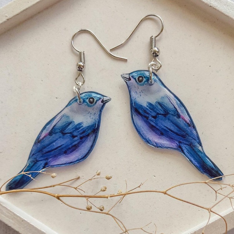 Bird Resin Earrings by Tomka Store