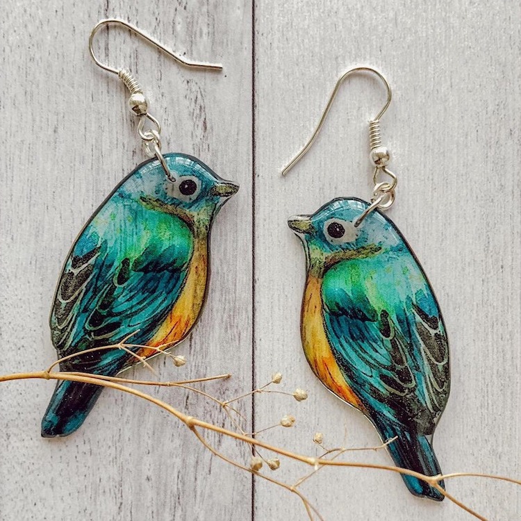 Bird Resin Earrings by Tomka Store