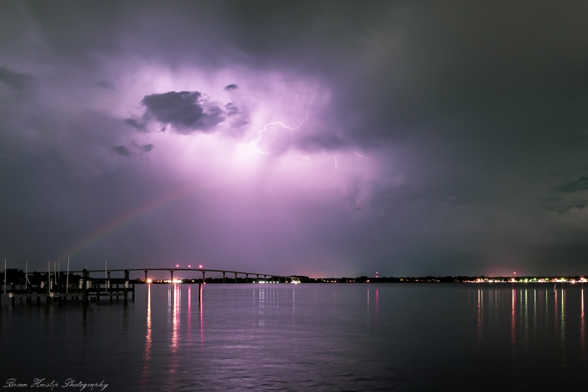 Moonbeam in Purple Sky Over Water