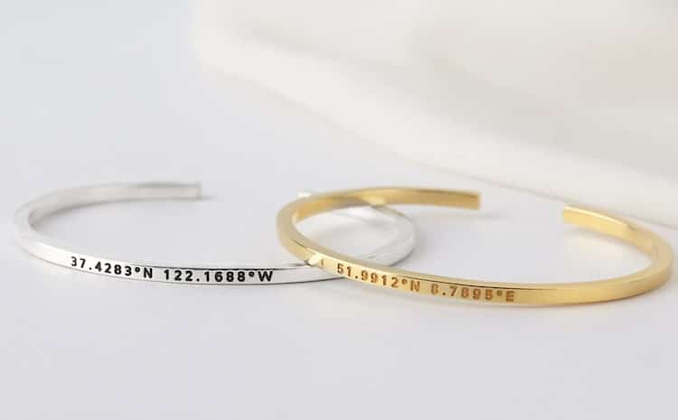 Personalized Coordinate Bangle Bracelet