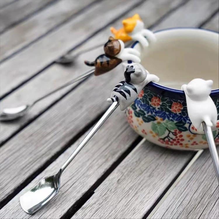 ceramic cat spoon