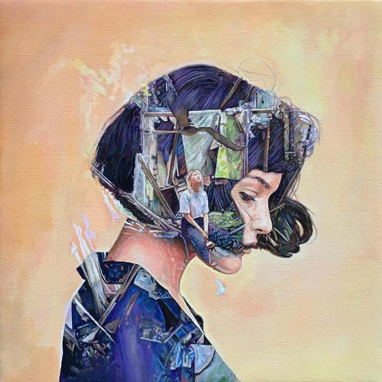 Double Exposure Paintings by Cristian Blanxer