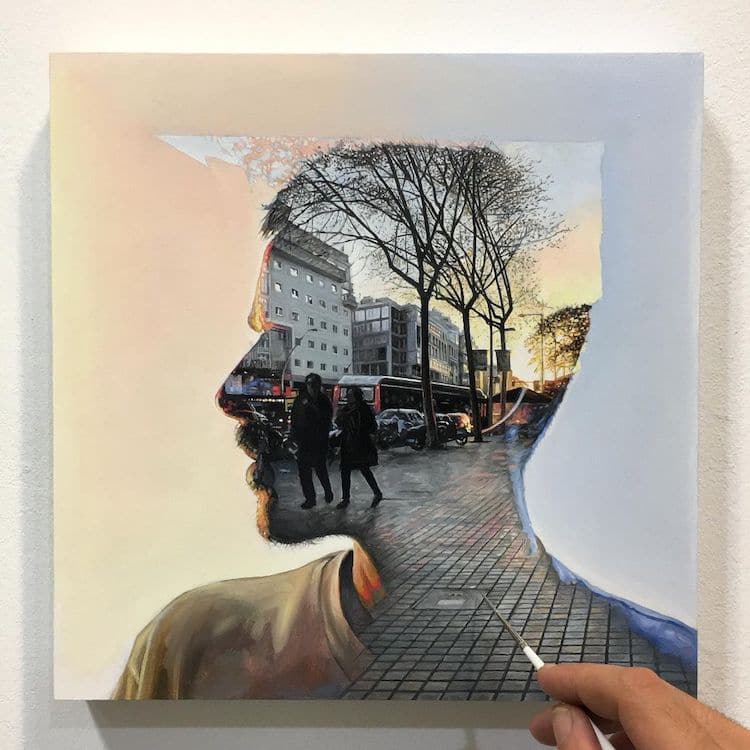 Double Exposure Paintings by Cristian Blanxer