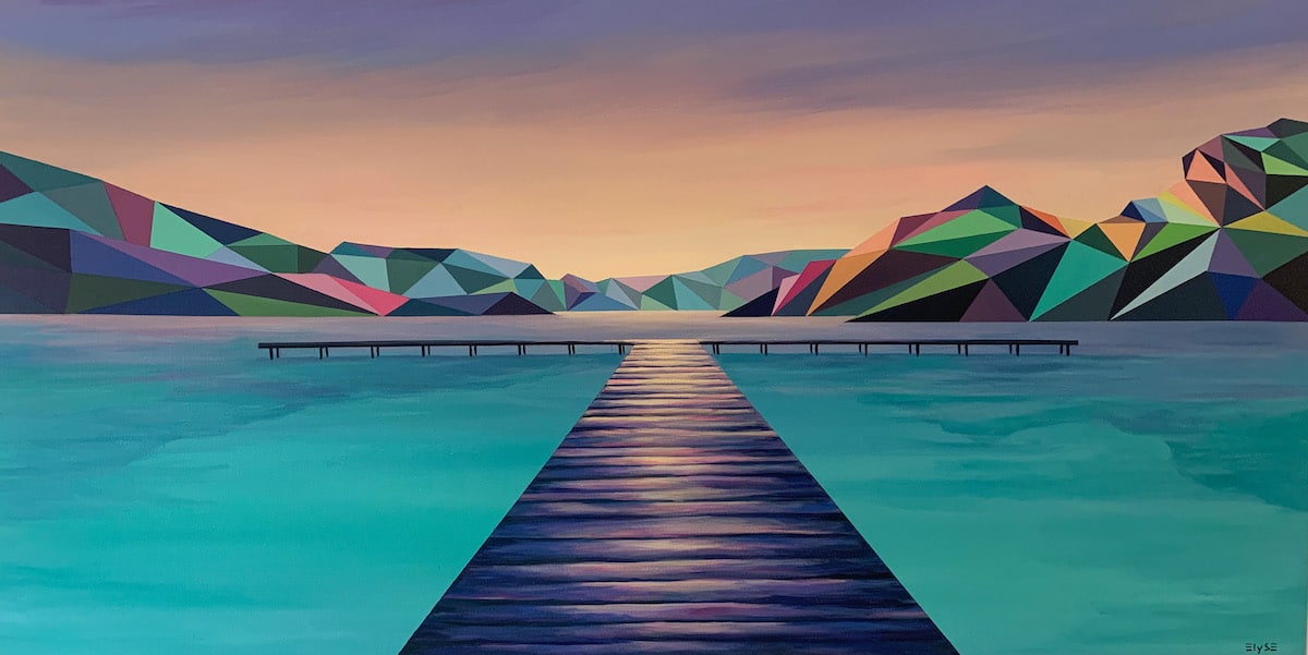Polygon Art Within Painted Landscape