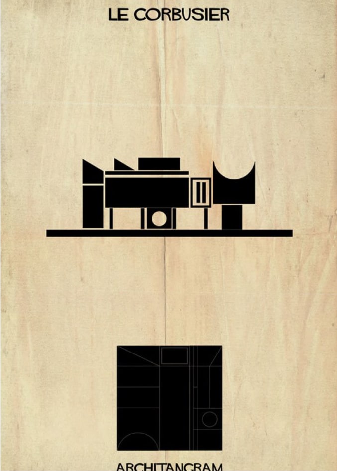 pièce du jeu Architangram représentant l'architecture de Le Corbusier