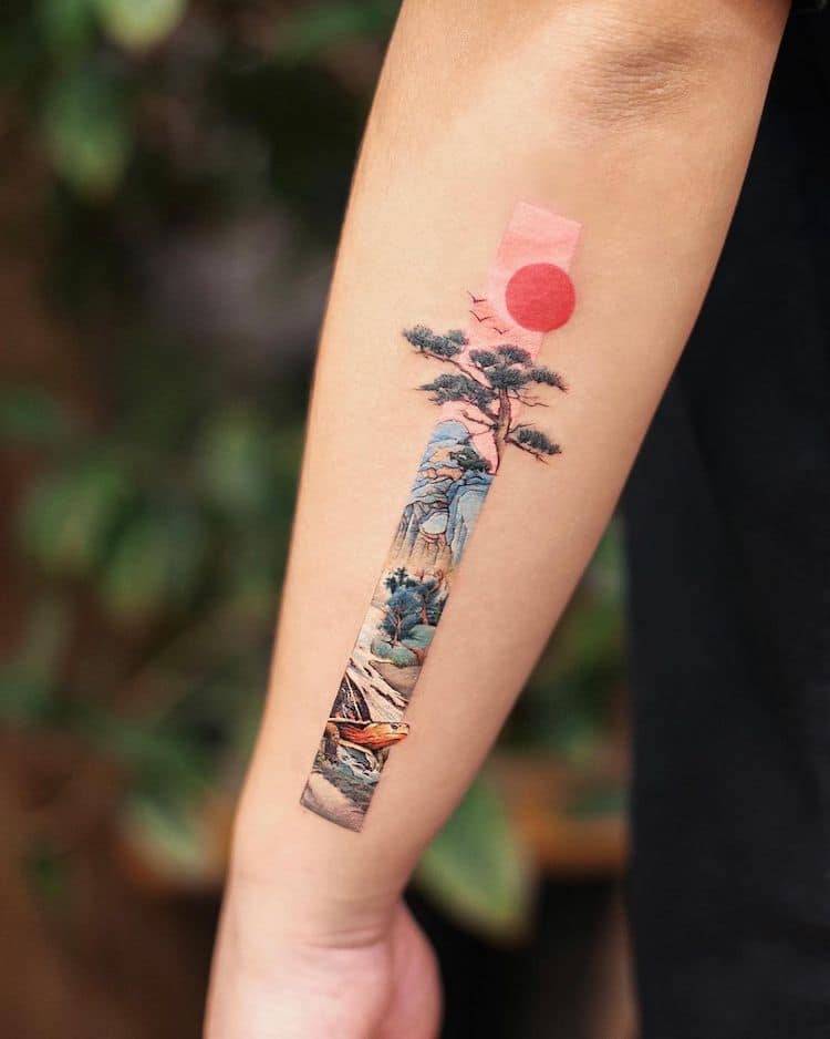 Delicate Tattoos Inspired by Traditional Chinese Painting Tell Stories Within Long Rectangles