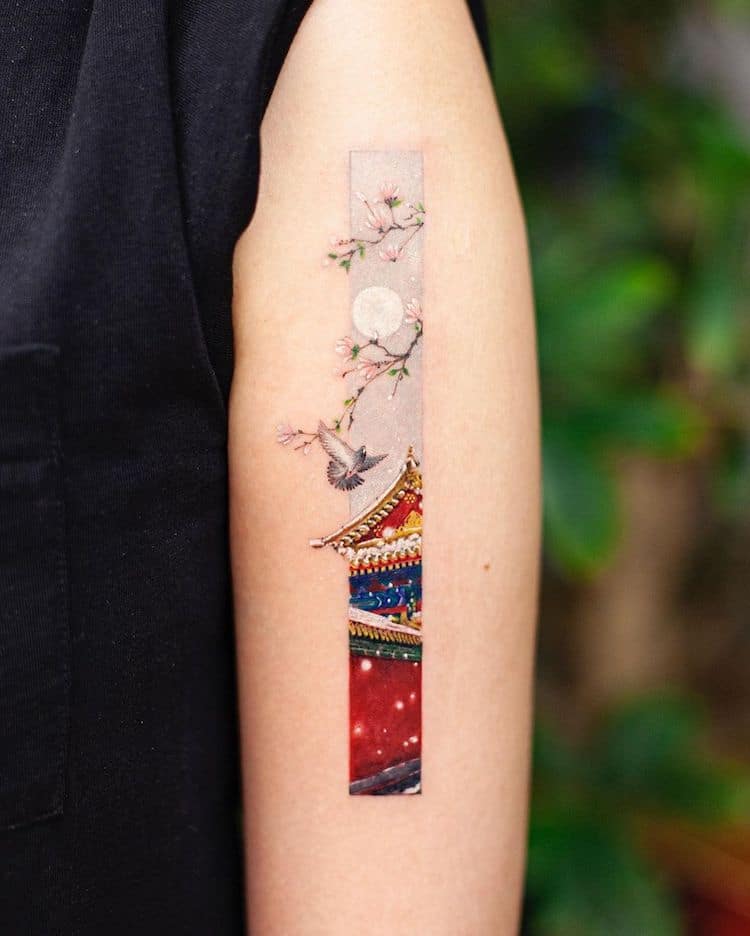 Tatuajes rectangulares inspirados en el arte tradicional chino por Franky Yang