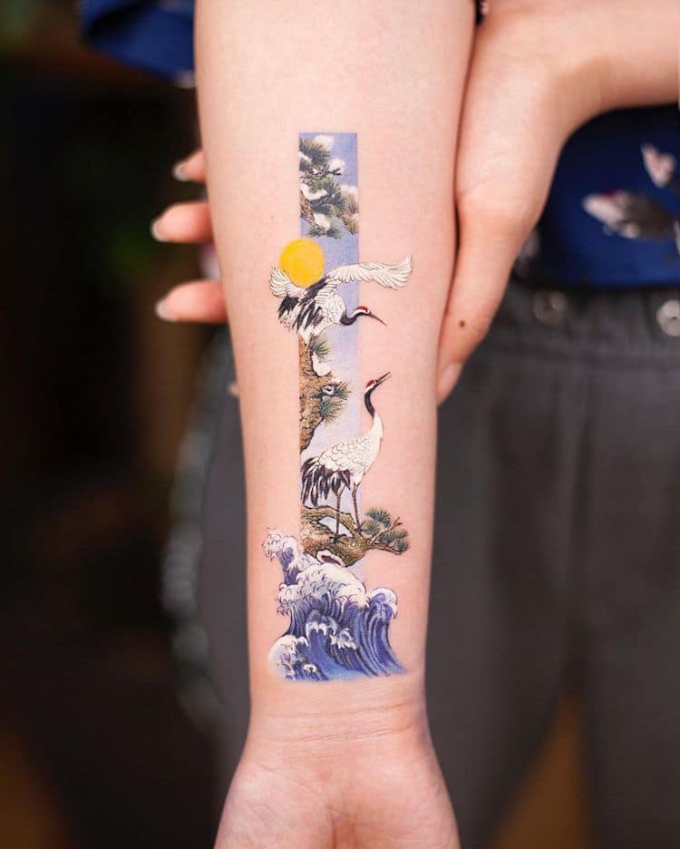 Rectangular Tattoos Reveal Body Art Inspired by Chinese Paintings