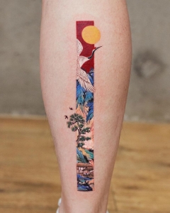 Rectangular Tattoos Reveal Body Art Inspired by Chinese Paintings