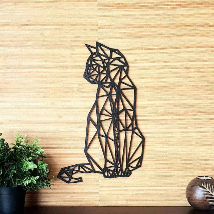geometric wooden cat