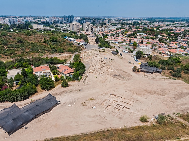 Foto del sitio arqueológico e Yavne donde fue hallado el mosaico