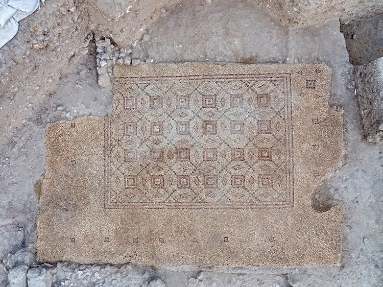 Mosaic Floor Found in Israel with Geometric Pattern