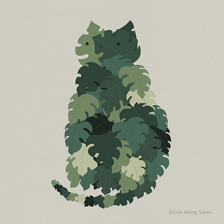 Illustrations de chats et de plantes par Lim Heng Swee