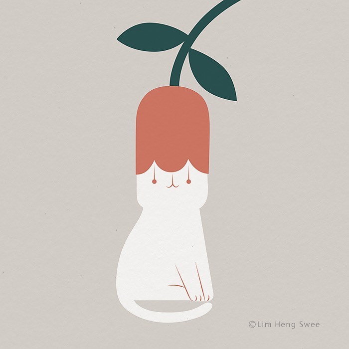 Illustrations de chats et de plantes par Lim Heng Swee