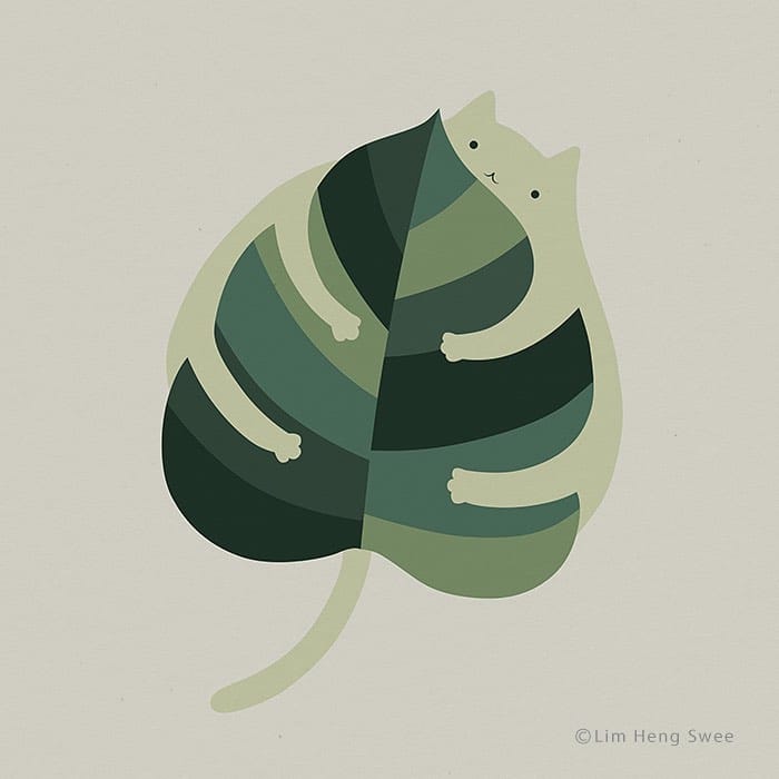 Illustrations de chats et de plantes par Lim Heng Swee