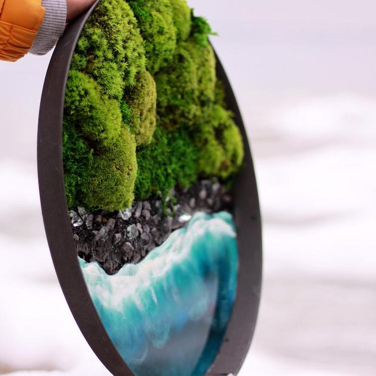 Moss and Resin Wall Art by Anna Paschenko 