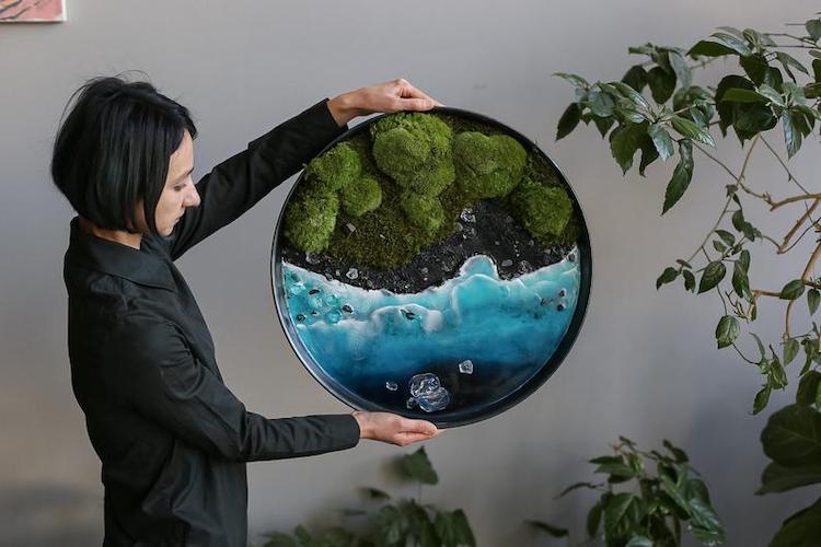 Moss and Resin Wall Art by Anna Paschenko 