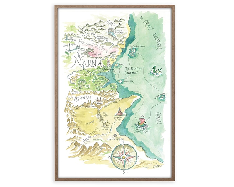 Fantasy Narnia Harry Potter Watercolor Map