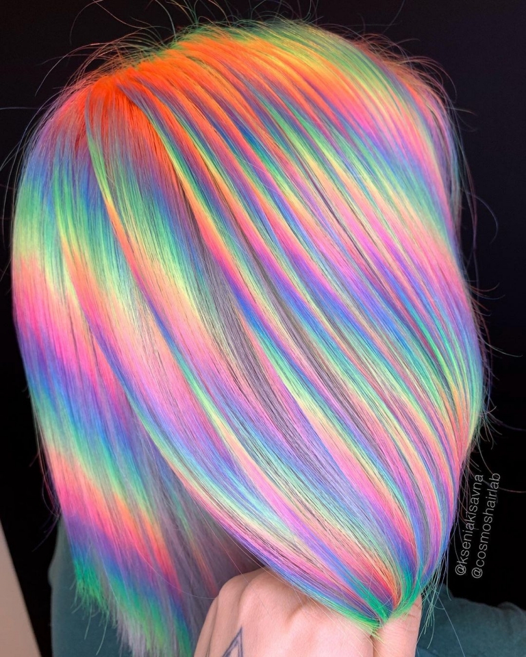 Rainbow Hair Coloring Transforms Ordinary Locks Into Shimmering Prism