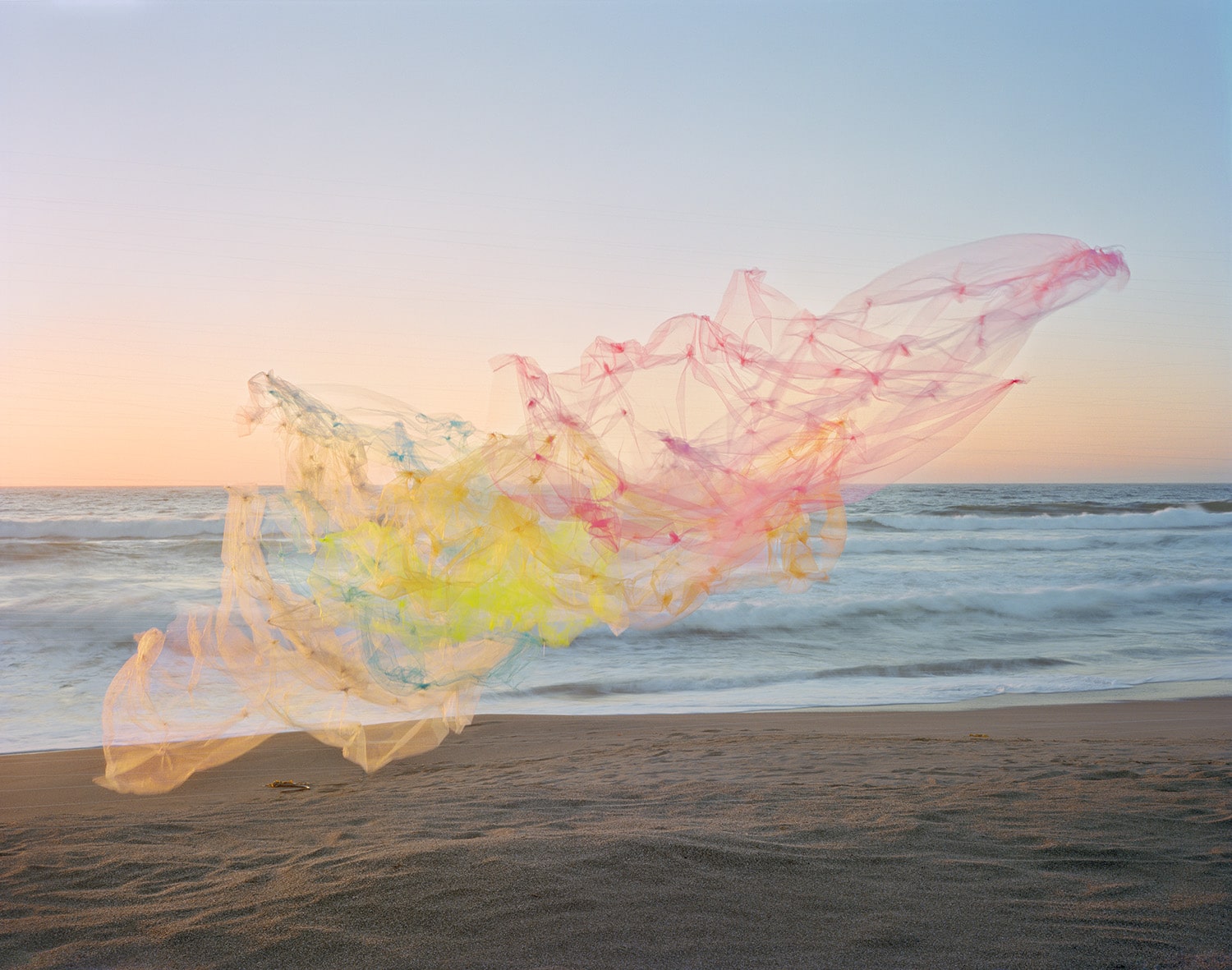 Photographs of Tulle Floating Over Landscapes by Thomas Jackson