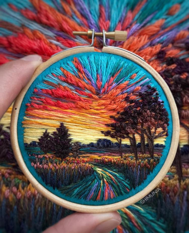 Landscape Embroidery Art by Vera Shimunia