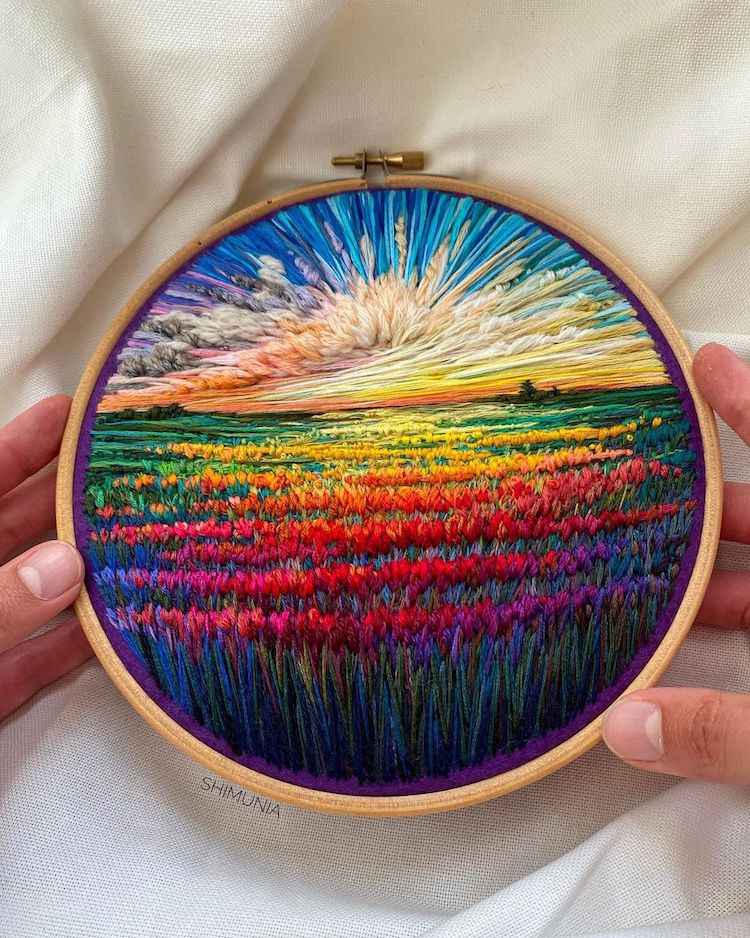 Landscape Embroidery Art by Vera Shimunia