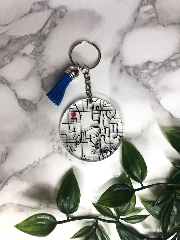 Where We Met Acrylic Map Keychain Gift