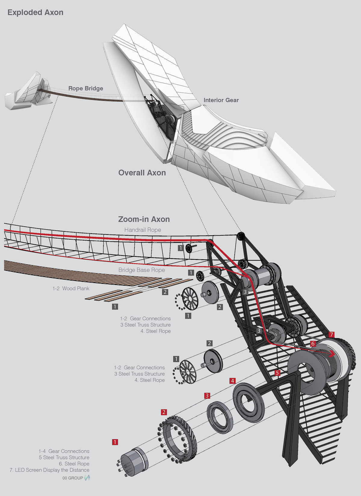 Diagrams for 00group's Anchor of the Plates, an observation tower in Iceland