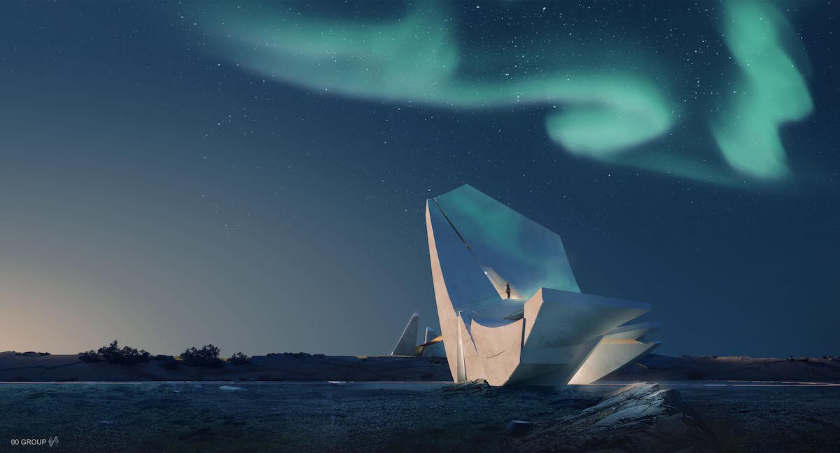 Archviz of 00group's Anchor of the Plates, an observation tower in Iceland