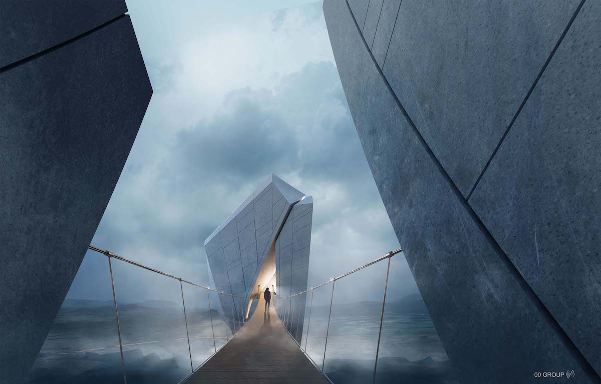 Archviz of 00group's Anchor of the Plates, an observation tower in Iceland