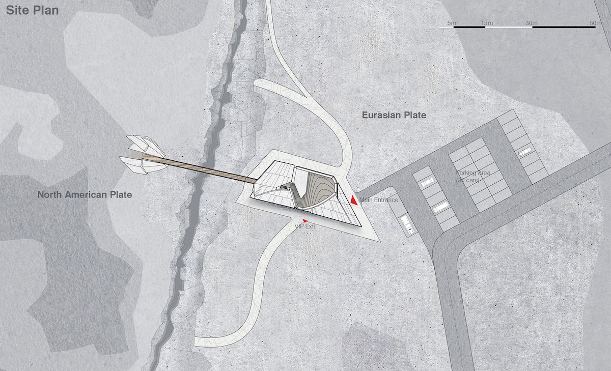 Site plan of 00group's Anchor of the Plates, an observation tower in Iceland