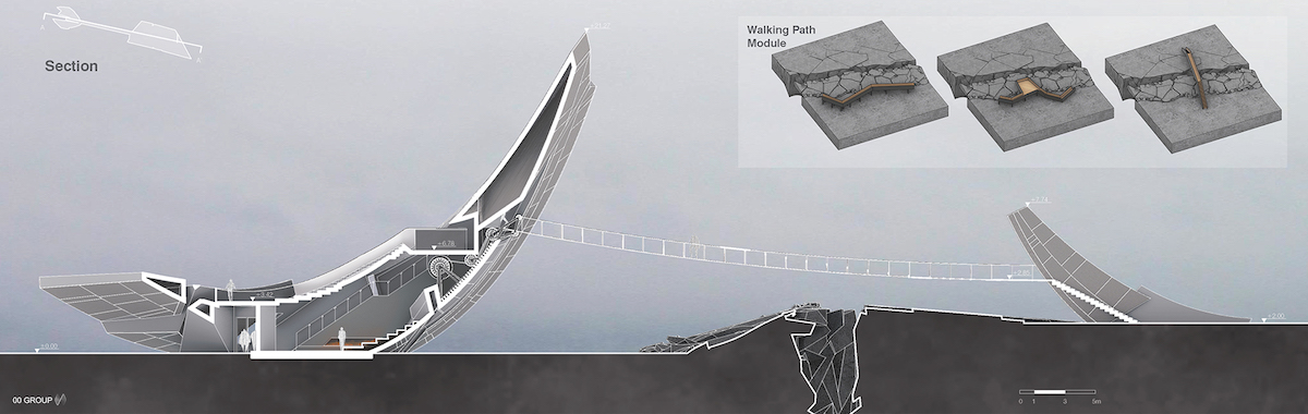 Diagrams for 00group's Anchor of the Plates, an observation tower in Iceland