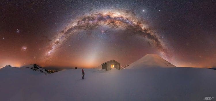 Milky Way Over Fanthams Peak, Mt. Taranaki, New Zealand