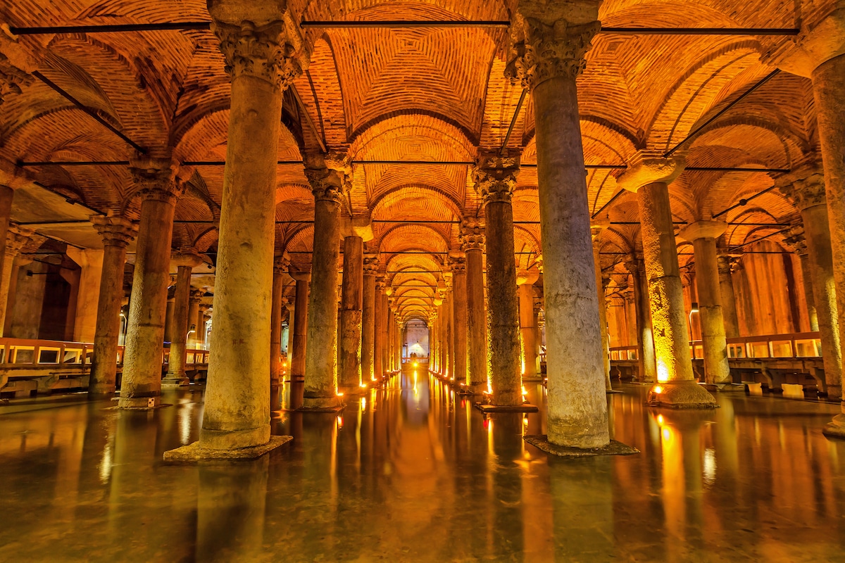 Basilica Cistern, a famous example of Byzantine architecture
