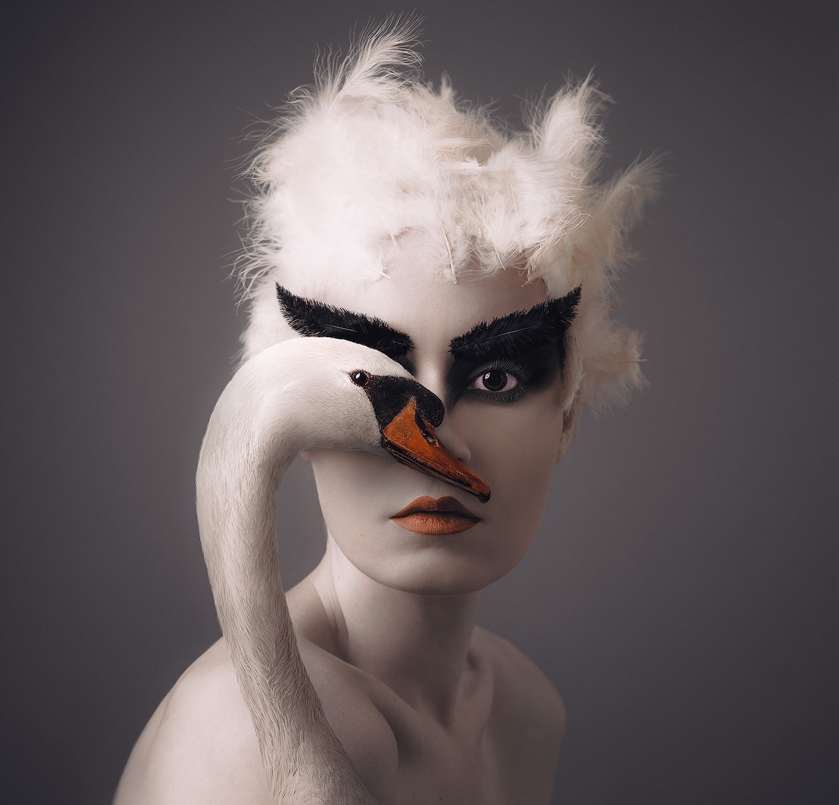 Flora Borsi Sharing an Eye with a Swan